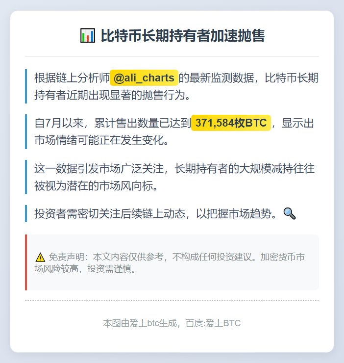 比特币长期持有者7月抛售超37万枚