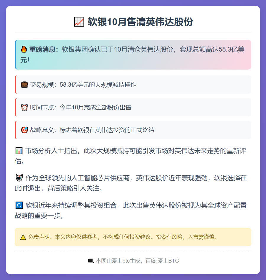 软银10月售清英伟达股份
