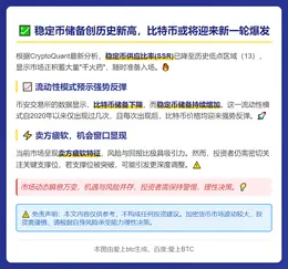 稳定币储备新高，比特币或将大涨