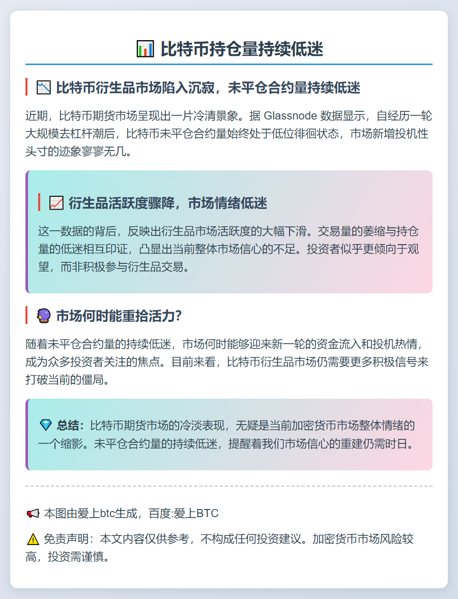 比特币持仓量持续低迷