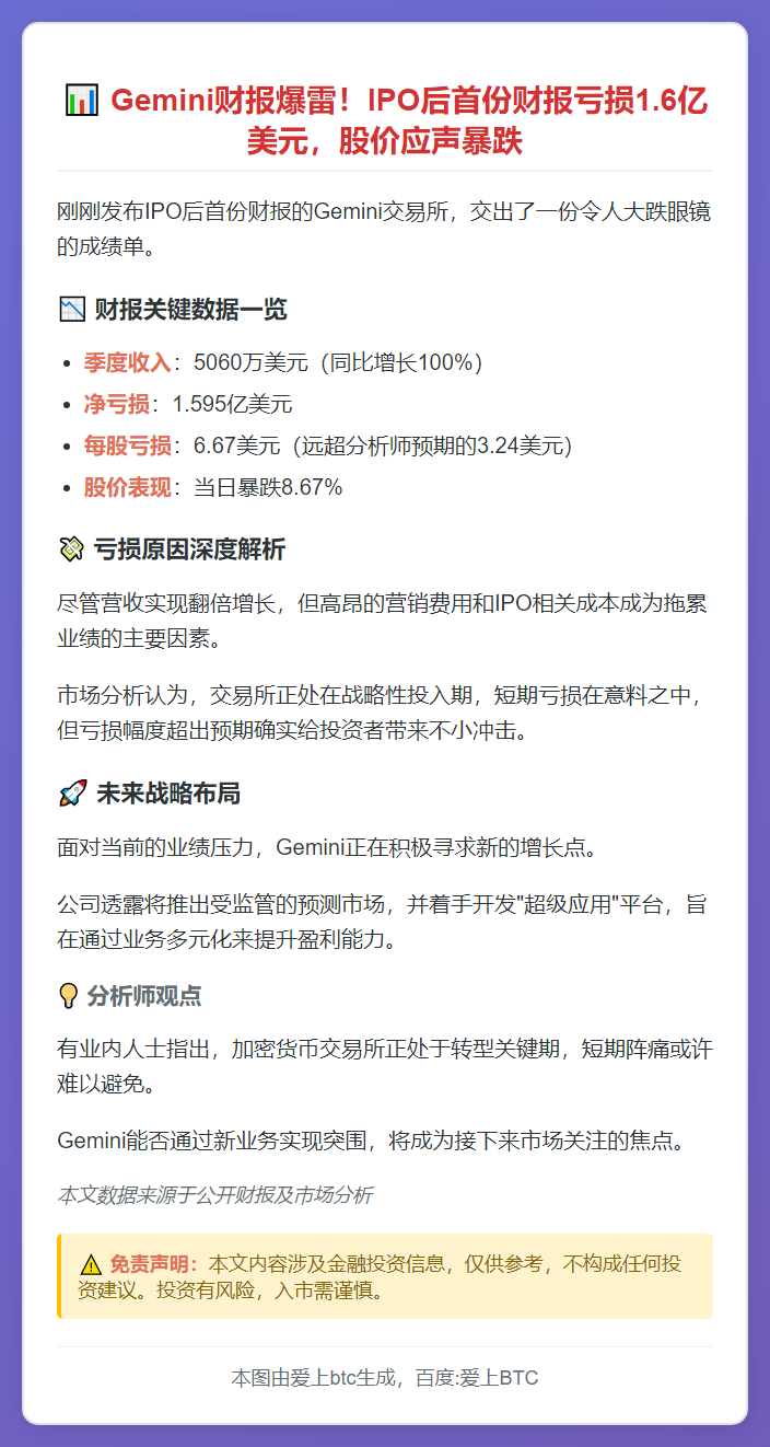 Gemini首份财报亏损超预期