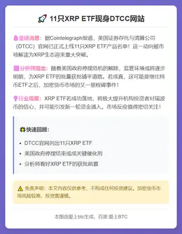 11只XRP ETF现身DTCC网站