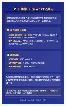 贝莱德ETF流入2.24亿美元