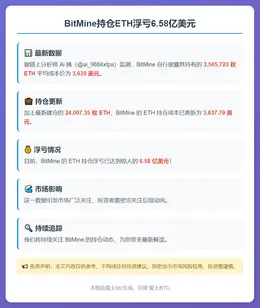 BitMine持仓ETH浮亏6.58亿美元