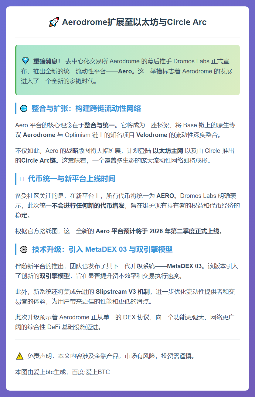 Aerodrome扩展至以太坊与Circle Arc