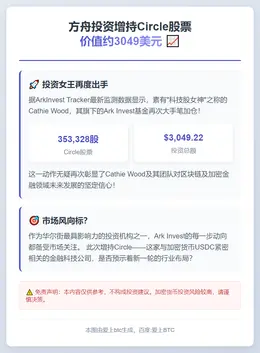 方舟投资增持Circle股票价值约3049美元