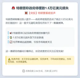 特朗普称政府停摆致1.5万亿美元损失