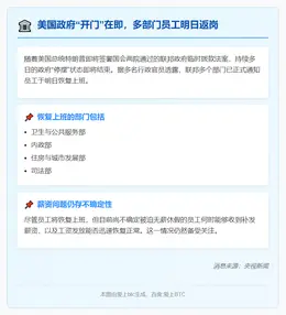 美国政府将“开门”员工返岗