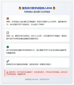捷克央行数字试验纳入BNB
