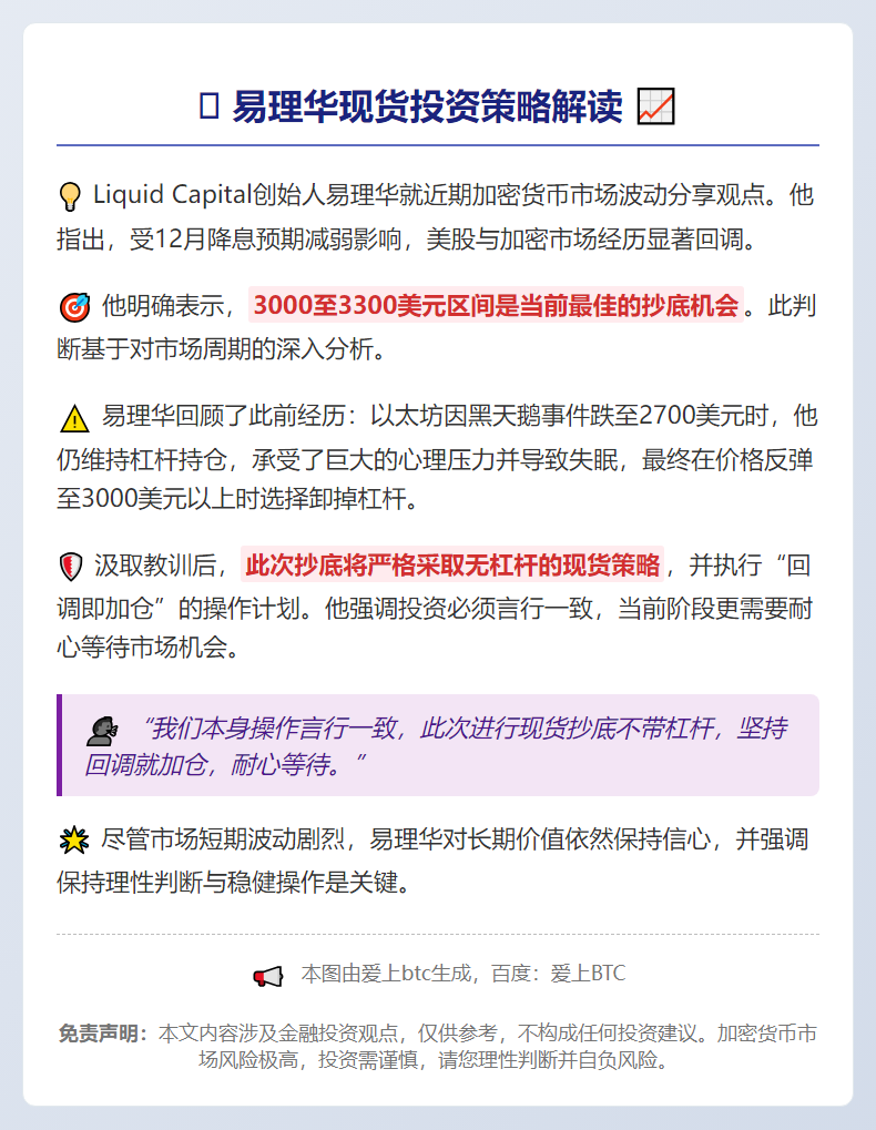 易理华：现货抄底无杠杆，回调加仓