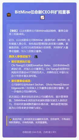 BitMine任命新CEO并扩招董事