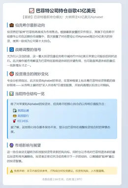 巴菲特公司持仓谷歌43亿美元