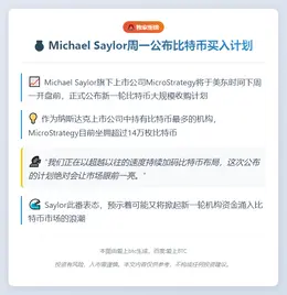 Michael Saylor周一公布比特币买入计划