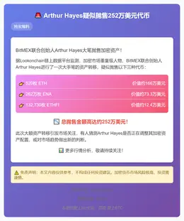 Arthur Hayes疑似抛售252万美元代币