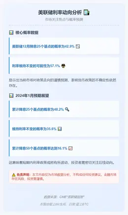 美联储12月降息概率42.9%