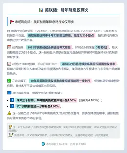美联储：明年降息仅两次