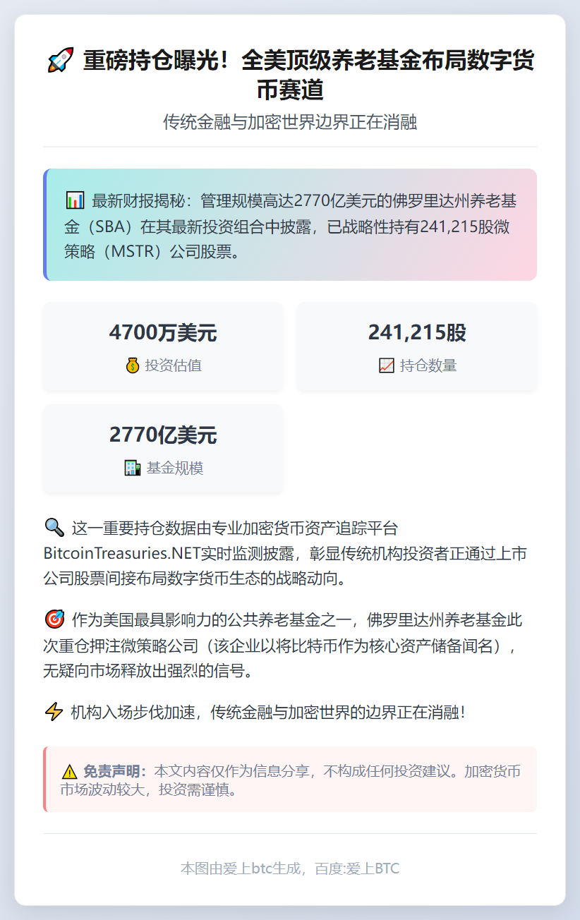 佛州养老基金持4700万美元Strategy股票