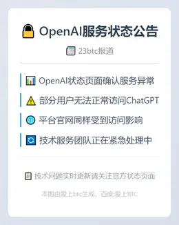 OpenAI状态页面：部分用户无法访问ChatGPT和平台官网