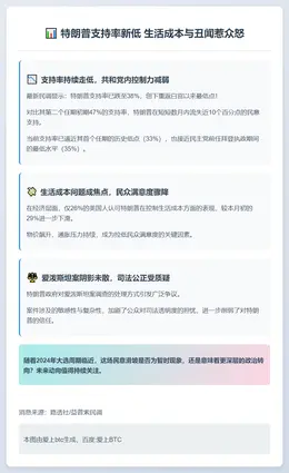 特朗普支持率新低 生活成本与丑闻惹众怒