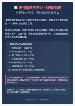 恐慌指数升至15 仍极度恐慌