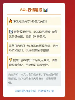 SOL跌破140美元