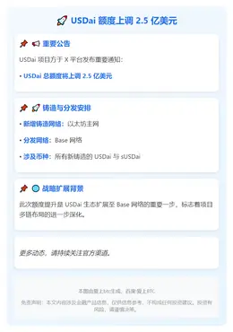 USDai额度上调2.5亿