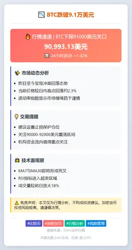 BTC跌破9.1万美元