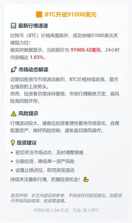 BTC升破91000美元