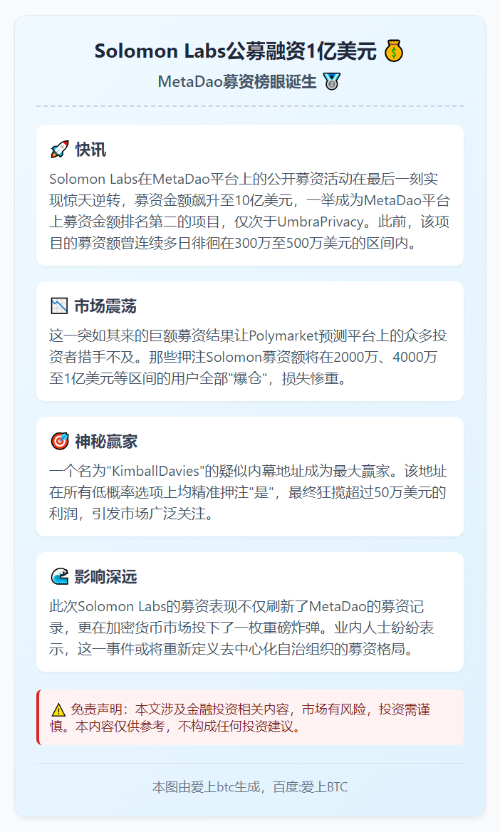 Solomon Labs公募融资1亿美元