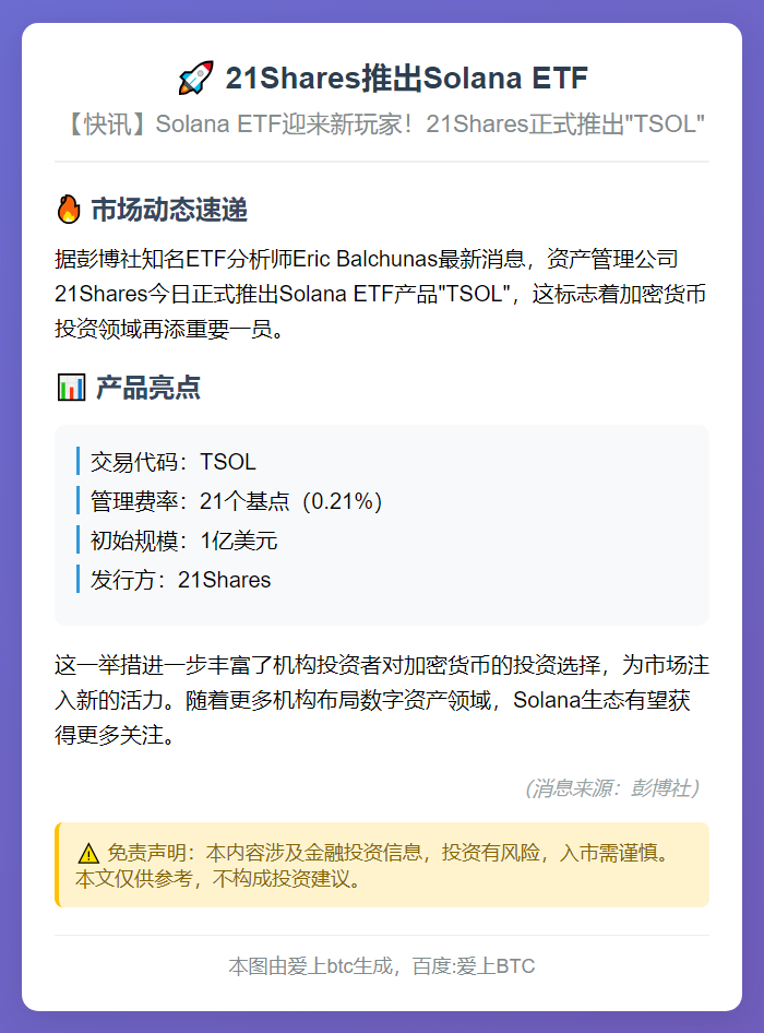 21Shares推出Solana ETF