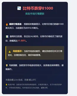 比特币跌穿81000