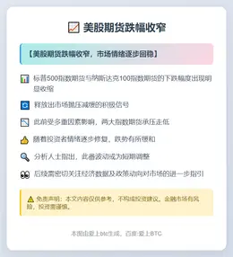 美股期货跌幅收窄