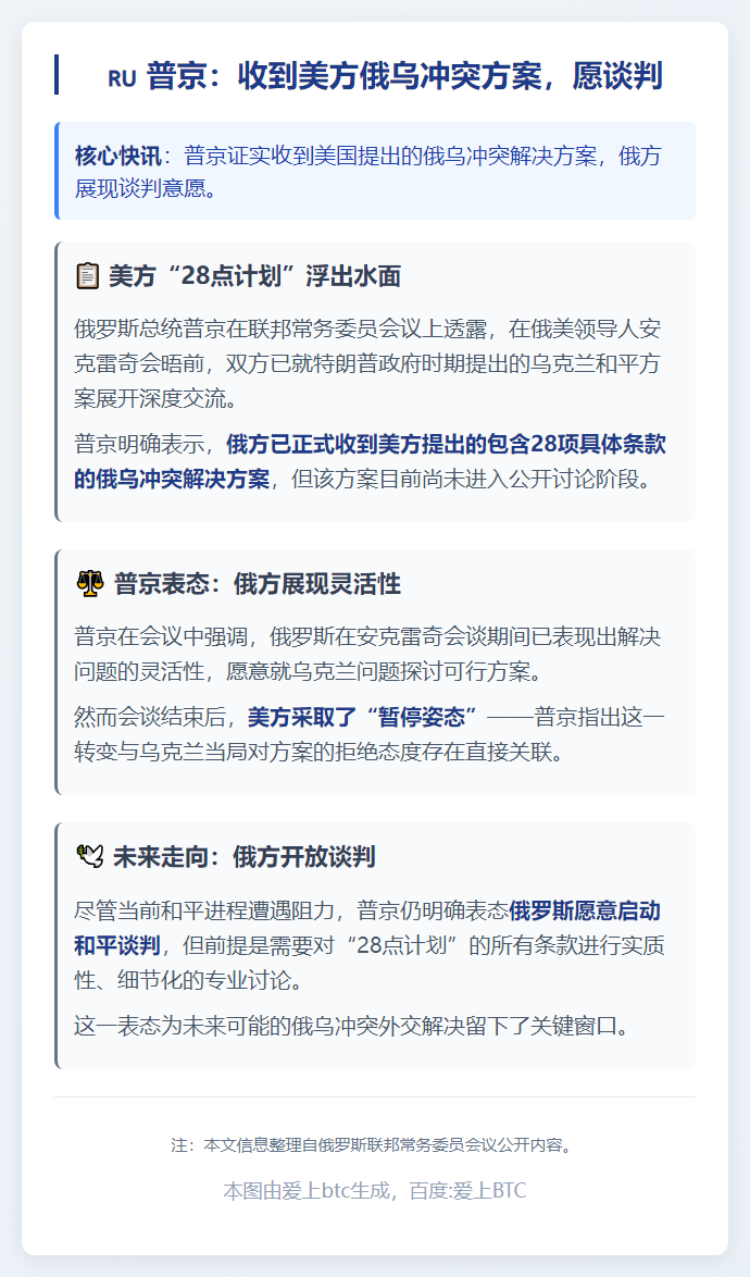 普京：收到美方俄乌冲突方案，愿谈判
