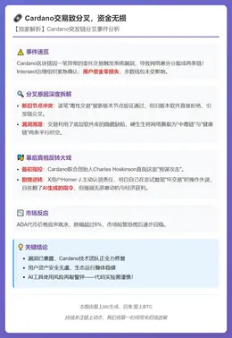 Cardano交易致分叉，资金无损