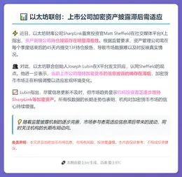 以太坊联创：上市公司加密资产披露滞后需适应