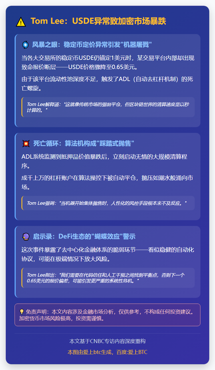 Tom Lee：USDE异常致10.11暴跌