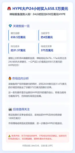 HYPE大户24小时买入658.5万美元