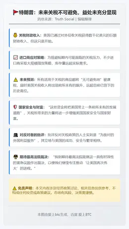 特朗普：未来关税不可避免，益处未充分显现