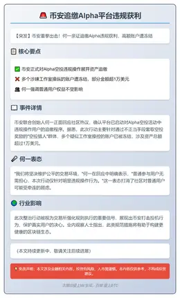 币安追缴Alpha平台违规获利