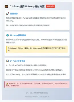 C1 Fund投资Alchemy支付方案