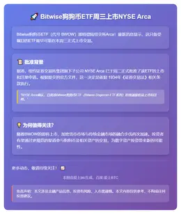 Bitwise狗狗币ETF周三上市NYSE Arca