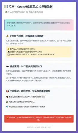 汇丰：OpenAI或直至2030年难盈利