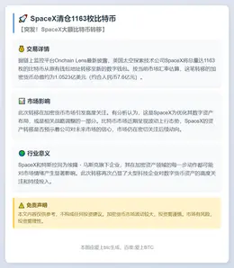SpaceX清仓1163枚比特币