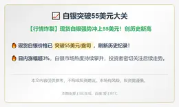 白银突破55美元大关