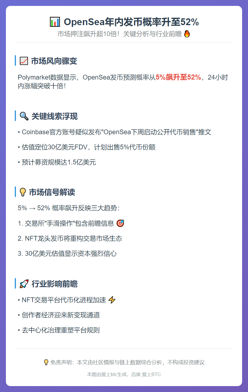 OpenSea年内发币概率升至52%