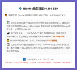 Bitmine钱包疑接16,693 ETH