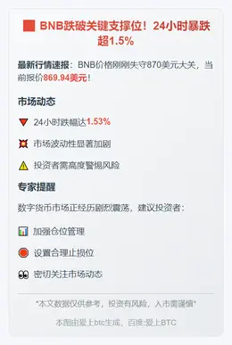 BNB跌破870美元