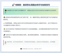 特朗普：美须带头领跑比特币与加密货币
