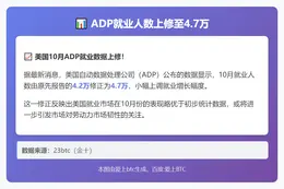 ADP就业人数上修至4.7万