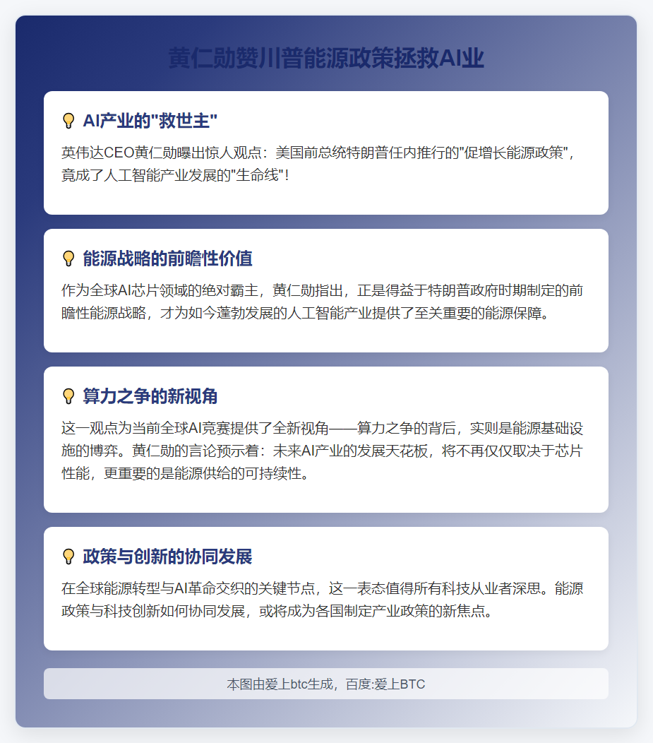 黄仁勋赞川普能源政策拯救AI业